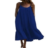Ženska haljina velike veličine Ležerne ljetne lepršave lepršave Nabrane jednobojne haljine za žene Bez rukava