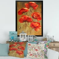 DesignArt 'Blooming Vintage Poppies I' tradicionalni uokvireni umjetnički tisak