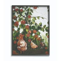 Slika piletina i jabuke u životinjskom zelenom u okviru Giclee, teksturirana Melissa Lions