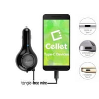 Выдвижное auto punjač Cellet 3A 15 W, USB Type-C za Samsung Galaxy Note 8, Galaxy S8, S Plus i drugih Android