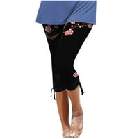 AMTDH ženske cvjetne hlače za tiskanje Udobno trčanje laganih hlača Lady Rad casual salonnih hlača plaža izlazeći