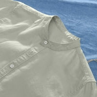 Košulje od pamuka od pamuka lanena jednobojna bluza retro majica Muška bluza s kratkim vrećastim rukavima na kopčanje