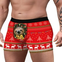Muški Božićni smiješni boksači u donjem rublju s elastičnim strukom u struku s 3-inčnim životinjskim printom,