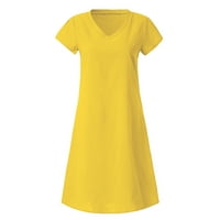 Haljine za žene Ženska ljetna labava jednobojna haljina A kroja kratkih rukava s izrezom u obliku slova u
