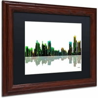 Marlene Watson Detroit Michigan Skyline Matted Framed Art