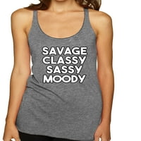 Wild Bobby, Savage Elaty Sassy Moody Lyrics, Humor, Women Tri-Blend Racerback Tank Top, Premium Heather, X-LaRge