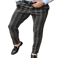 GLOOKWIS MEN Hlače prugaste hlače Plača olovke hlača Formalna lagana dna elastični stil struka K 3xl