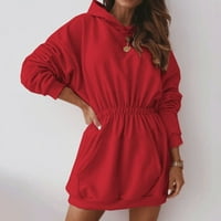 Beppter Women Hoodies & Twishirts džemper haljina s kapuljačom s dugim rukavima sa zgušnjavanjem sijamskih džempera