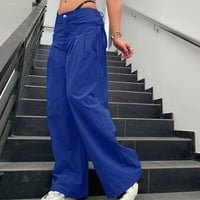Ženske teretne hlače visokog struka široke široke široke široke hlače jednobojne hip-hop ulične hlače s puno džepova