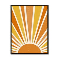 DesignArt 'Minimalno svijetle sjajne narančaste sunčeve zrake II' Moderno uokvirena platna zidna umjetnička printa