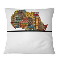 Designart Afrika Karta s etničkim teksturama - Sažetak jastuka za bacanje - 18x18