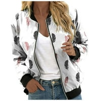 Huaai jakne za žene ženske povremene dnevne jakne lagane zip up casual jakna cvjetni print kaput kratki kratki