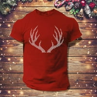 & Muška cjelogodišnja Božićna smiješna majica s djelomičnim vratom, Jednobojni Print, kratki rukav, Plus veličina,