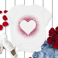 Ženska majica za Valentinovo sa slatkim printom iz crtića ljubav, majice za trčanje s okruglim vratom, pamučne