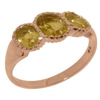 Ženski prsten od ružičastog zlata od 14 karata s prirodnim citrinom britanske proizvodnje - opcije veličine-veličina