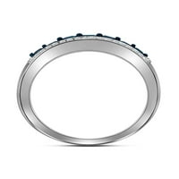 Ženski dijamantni prsten okruglog oblika u plavom bijelom zlatu od 10 karata
