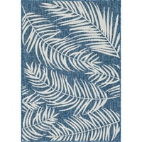 Jedinstveni Botanički tepih za unutarnju i vanjsku upotrebu Plava Mornarsko plava 4' 1 6' 1 pravokutni Cvjetni