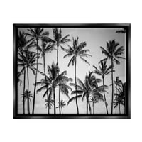 Palme horizont crno-bijela fotografija u mrklom crnom okviru plutajuće platno zidna umjetnost, 16.20