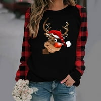 Ženska ružna božićna dukserica Crewneck Smiješne grafičke tiskane jelene košulje dugih rukava Xmas pulover vrh