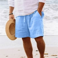 Muške lagane ljetne kratke hlače za plažu prevelikog kroja od pamuka i lana, Ležerne kratke hlače za vježbanje