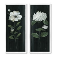 + Nježno bijelo cvijeće botaničke grančice s cvjetnim laticama slika u bijelom okviru zidni ispis 2 komada dizajn