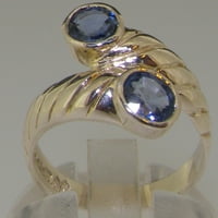 Britanci su napravili 14K bijelo zlato prirodni safir ženski prsten za bend - Opcije veličine - - Opcije veličine