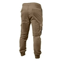 Hlače u donjem rublju Ležerne široke ravne teretne hlače s više džepova vanjske hlače fitness hlače u bež boji