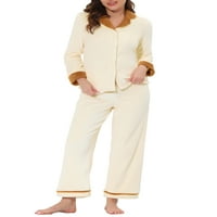 Jedinstvene ponude ženskog dnevnog boravka gumb dugih rukava dolje flanel pidžama setovi za spavanje