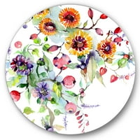 Dizajnerska umjetnost divlje cvijeće i živopisno proljetno lišće u modernom stilu - disk od 29