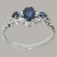 Britanci su napravili 18k prsten od bijelog zlata s prirodnim safirskim ženskim obljetničkim prstenom - Opcije