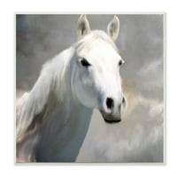 Stupell Industries White Horse Portret Slikati zidna ploča Kim Allen, 12 12