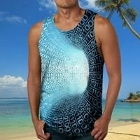 Muški tenk vrhovi ljetna moda casual plaža morskih digitalnih 3D tiskanih okruglih vrata rukava bez rukava muške