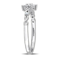 Miabella Ženska karat T.W. Dijamantni sterling srebrni cvjetni klaster obećanje prsten