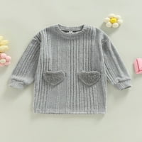 Odjeća / džemper haljina za djevojčice dugih rukava s džepovima u obliku srca pletena pulover haljina ležerna