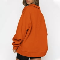 Zyekqe jesenske dukseve za žene patentni zatvarač v vrat dugi rukav pulover solidna boja labava ugradnje