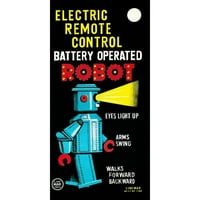 Retrobot Black Modern Framed muzejski umjetnički ispis pod nazivom - Električni robot za daljinsko upravljanje.