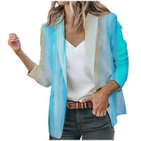 Olyvenn se bavi ženskim casual blezer otvorenim prednjim reverom gradijentni gradijent za ispis džepno odijelo