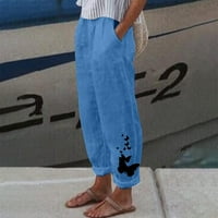 Ženske hlače modni casual crop Capri za ured s džepovima, široke Ležerne mekane lagane Capri hlače