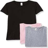 Jednobojne majice kratkih rukava s okruglim vratom za djevojčice, pamuk, ružičasta, vrijesak Crna