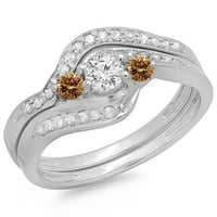 Kolekcija DazzlingRock 0. Carat 14K šampanjca i bijeli dijamantni zaručnički prsten set, bijelo zlato, veličina