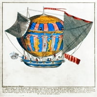 Balon, C1783. NPLAN za rani velški dirigibilni balon: graviranje francuske boje. Ispis plakata