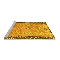 Tvrtka Aludes strojno pere tradicionalne unutarnje prostirke u orijentalnom stilu žute boje, kvadratne 8 stopa