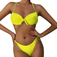 Ženski odvojeni jednobojni kupaći kostim bikini kupaći kostim u boji Ženske kratke hlače u žutoj boji