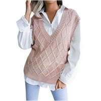 Ženski džemperi od donjeg i donjeg dijela, Modni Ženski Casual pleteni prsluk s izrezom u obliku slova U i šupljim
