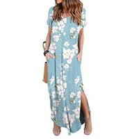 Zunfeo Ljetne haljine za žene Clearance- Beach Holiday haljina casual trendovska haljina tiskana ekipa vrata kratka