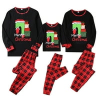 Božićne pidžame za obiteljski podudaranje zelenog čudovišta vrhovi karirane hlače Set božićnih džempera za žene