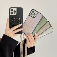 Za iPhone Pro Ma Wallet Case za žene, elegantna torbica za lanac Crossbody PU LEATH + TPU [CARTSKI Utora] Slučaj