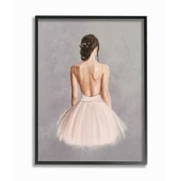 Stupell Industries balerina djevojka figura ružičasta siva slika uokvirena zidna umjetnost Ziwei li
