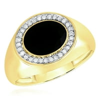 0,15CTW Natural Diamond 10k žuto zlato ovalno crni prsten s potpisom