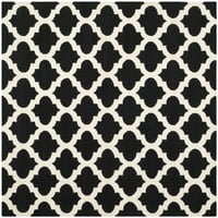 Geometrijski tepih od marokanske vune, Crna slonovača, kvadrat 6' 6'